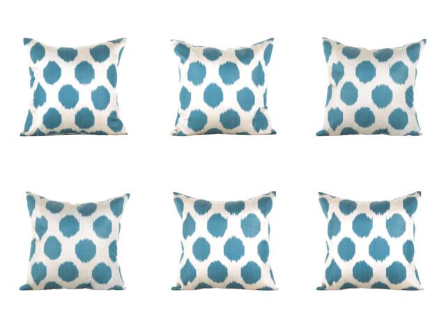 Set Of 6 Pcs, Ikat Pillow Cover, Silk & Cotton Pillow, 17.91 - image 1