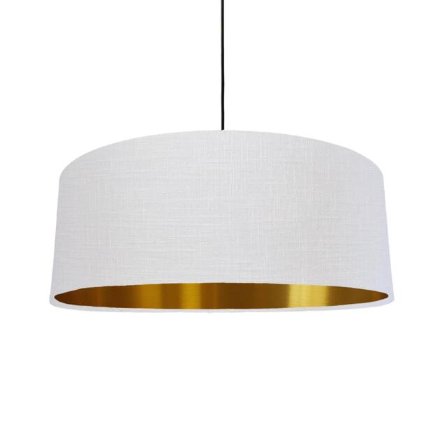 Extra Large White Lampshade in Linen With Gold Lining - image 1