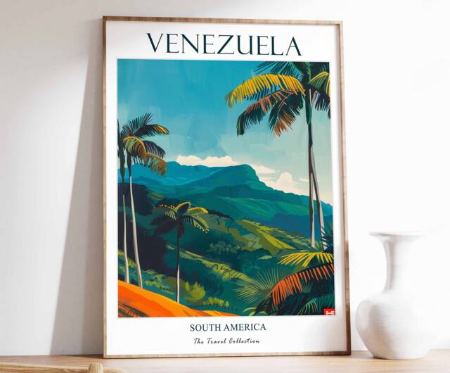 Venezuela Travel Poster, Print, South America Art, Tropical Decor, Latin Gift - image 1