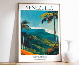Venezuela Travel Poster, Print, South America Art, Tropical Decor, Latin Gift - thumbnail 1