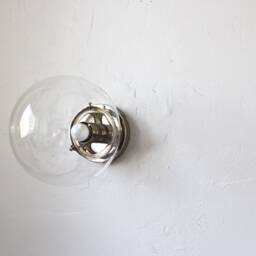 Wall Sconce Lamp, Polished Nickel Flush Mount Lighting Fixture, Clear 8 - thumbnail 4