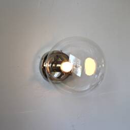 Wall Sconce Lamp, Polished Nickel Flush Mount Lighting Fixture, Clear 8 - thumbnail 2