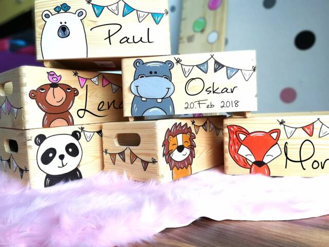 Memory Box, Memory Toy Game Wooden Box With Name, Individual, Personalizable, Christening Gift - image 1