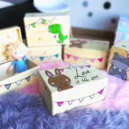 Memory Box, Memory Toy Game Wooden Box With Name, Individual, Personalizable, Christening Gift - thumbnail 4