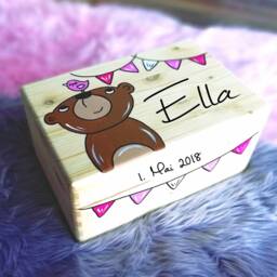 Memory Box, Memory Toy Game Wooden Box With Name, Individual, Personalizable, Christening Gift - thumbnail 2