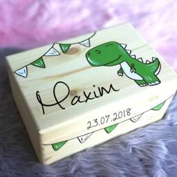 Memory Box, Memory Toy Game Wooden Box With Name, Individual, Personalizable, Christening Gift - thumbnail 3