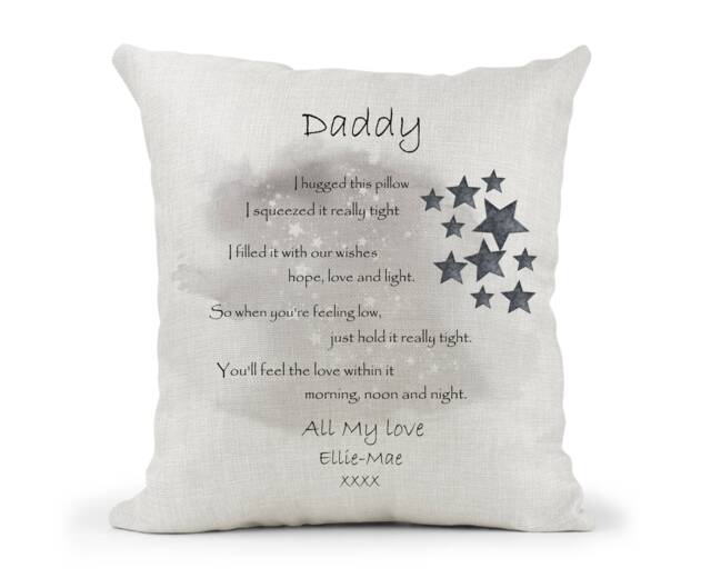Personalised Hug Cushion, Daddy, Dad Fathers Day Birthday > Missing You, Christmas Gift - image 1