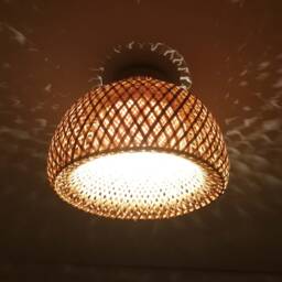Handwoven Bamboo Flush Mount Light Boho Hat-Shaped Ceiling Fixture - thumbnail 2