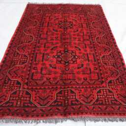 3x5 Ft Red Bokhara Afghan Rug, Turkmen Oriental Geometric Khal Mohammedi Bukhara Handmade Livingroom, D??cor Office Area Rug - thumbnail 2
