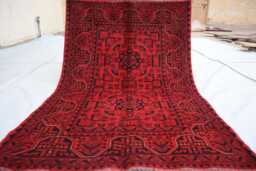 3x5 Ft Red Bokhara Afghan Rug, Turkmen Oriental Geometric Khal Mohammedi Bukhara Handmade Livingroom, D??cor Office Area Rug - thumbnail 1