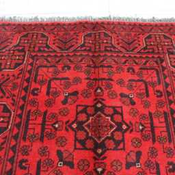 3x5 Ft Red Bokhara Afghan Rug, Turkmen Oriental Geometric Khal Mohammedi Bukhara Handmade Livingroom, D??cor Office Area Rug - thumbnail 3