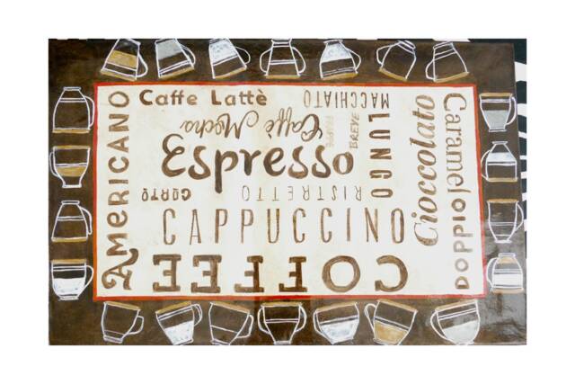 Espresso Coffee Hand-Painted Canvas Floorcloth Or Placemat - image 1