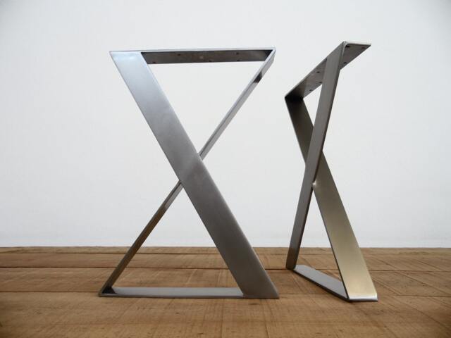 "Stainless Steel Dining Table Legs , 28"" H X 24"" W X-Frame Wide Flat Legs, Customizable Height 26"" -30" - image 1