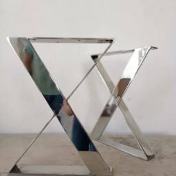 "Stainless Steel Dining Table Legs , 28"" H X 24"" W X-Frame Wide Flat Legs, Customizable Height 26"" -30" - thumbnail 3