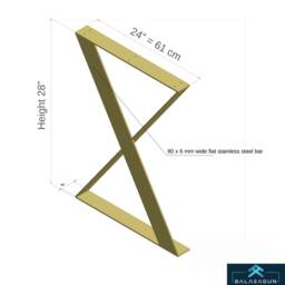 "Stainless Steel Dining Table Legs , 28"" H X 24"" W, X-Frame Flat Legs, Customizable Height 26"" -30" - thumbnail 4