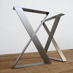 "Stainless Steel Dining Table Legs , 28"" H X 24"" W X-Frame Wide Flat Legs, Customizable Height 26"" -30" - thumbnail 2