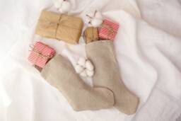 Christmas Stocking - Plain Natural Linen Stockings Family Farmhouse - thumbnail 1