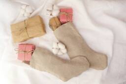 Christmas Stocking - Plain Natural Linen Stockings Family Farmhouse - thumbnail 3
