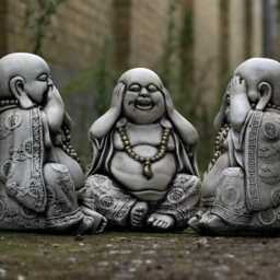 Japanese Three Wise Buddha Set Concrete Garden & Home Decoration See No Evil Speak Hear Figurines Outdoor Sculpture Trio - thumbnail 3