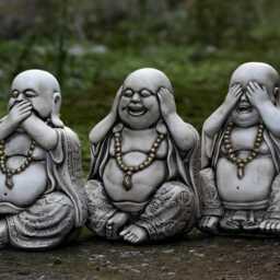 Japanese Three Wise Buddha Set Concrete Garden & Home Decoration See No Evil Speak Hear Figurines Outdoor Sculpture Trio - thumbnail 2