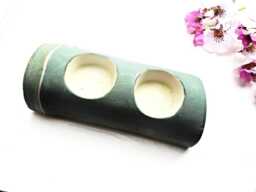 Ceramic Green Bamboo Tree Tea Light Holder Candle Pottery Home Decor Decoration Meditation Asian Style Feng Shui Zen Aromatherapy Clay Earth