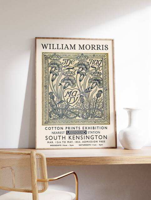 William Morris Print, Exhibition Poster, Vintage Wall Art, Flower Pattern, Floral Art Nouveau - image 1