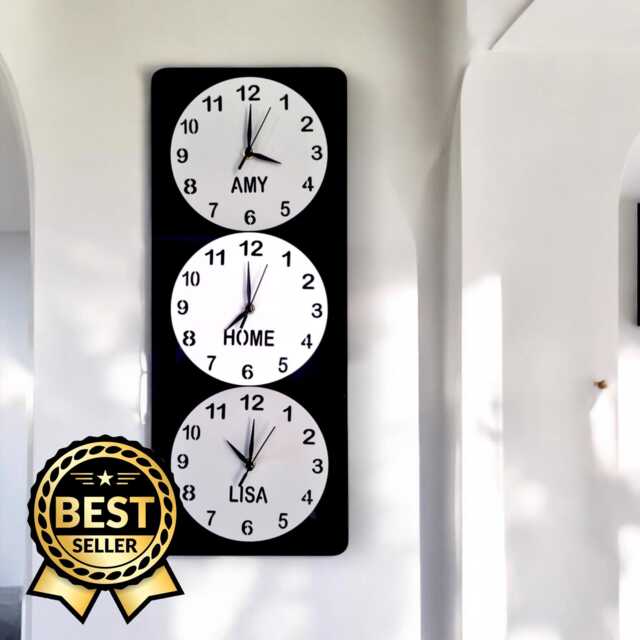 Customizable Multi-Time Zone Clock Shatterproof Acrylic, Silent Sweep - Handmade in UK - image 1