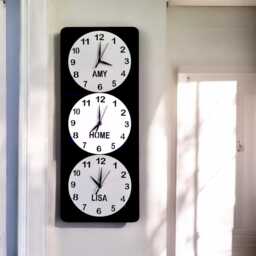 Customizable Multi-Time Zone Clock Shatterproof Acrylic, Silent Sweep - Handmade in UK - thumbnail 4