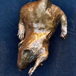 Cat Door Knocker Bronze Sculpture Longhair - thumbnail 3