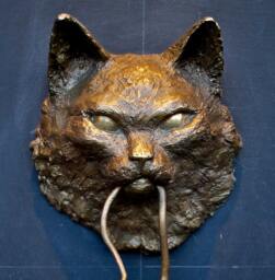 Cat Door Knocker Bronze Sculpture Longhair - thumbnail 1