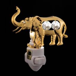 24K Gold Plated Elephant Handcrafted Luxury Night Light Decorated Swarovski Crystals Bedroom Bathroom Kids Room Kitchen Gift Premium Decor - thumbnail 2