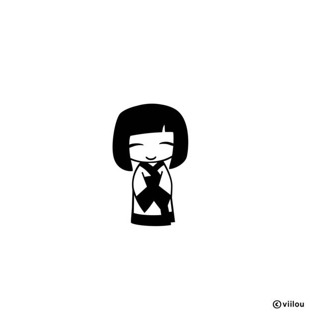 Wall Sticker Kokeshi Girl Tattoos Japanese Decals Kokeshis Stickers Nursery Decor Japan Diy - image 1