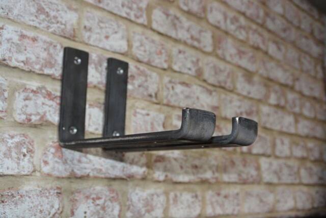 Handmade Industrial Scaffold Board Brackets Raw Steel Shelving, Flat Bar Design - image 1