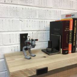Handmade Industrial Scaffold Board Brackets Raw Steel Shelving, Flat Bar Design - thumbnail 2