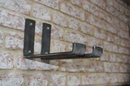 Handmade Industrial Scaffold Board Brackets Raw Steel Shelving, Flat Bar Design - thumbnail 1