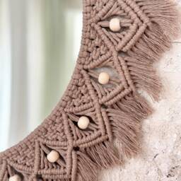 Latte Macrame Mirror, Wall Hanging Nursery Christmas Gift, Boho Home Decor, Decor - thumbnail 3