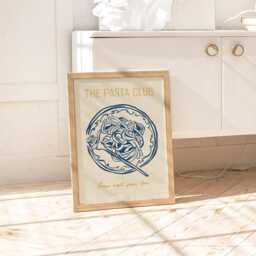 The Pasta Club Art Print - Navy Blue Kitchen Gallery Dining Room Wall Dinner Party Poster Trendy - thumbnail 2