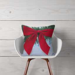 Christmas Bow, Pillow Or Cover, Home Decor, Pillow, Red Bow Decorations, Holiday Country Winter Decor - thumbnail 1
