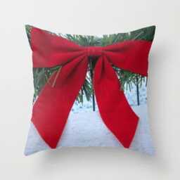 Christmas Bow, Pillow Or Cover, Home Decor, Pillow, Red Bow Decorations, Holiday Country Winter Decor - thumbnail 2