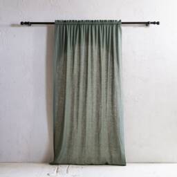 Linen Curtains With Header, Moss Green Curtains, Blackout Curtain Panels, Rod Pocket Drapes - thumbnail 3