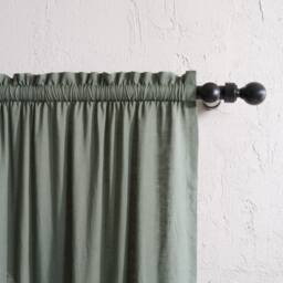Linen Curtains With Header, Moss Green Curtains, Blackout Curtain Panels, Rod Pocket Drapes - thumbnail 2
