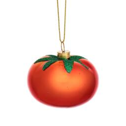 Tomato Glass Christmas Tree Hanging Decoration - Festive Winter Food Foodie Chef Cooking Gardener Red Green Sparkle Glitter Gift