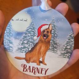 Personalised Christmas Tree Decoration, German Shepherd Xmas Dec, Black & Brown Hanging Ornament, Metal - thumbnail 3