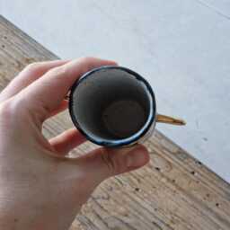 Handmade Ceramic Bud Vase With Gold Handles, Small For Flowers, Rustic Organic Ceramics - thumbnail 3