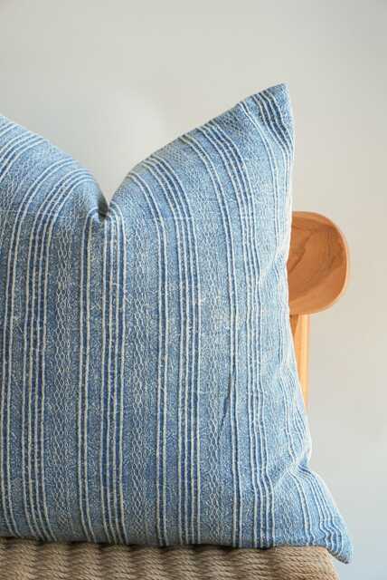 Blue Striped Pillow Cover, Coastal Throw Pillow, Minimalist Farmhouse Sofa Cushion, Neutral Scandinavian Home Decor - image 1