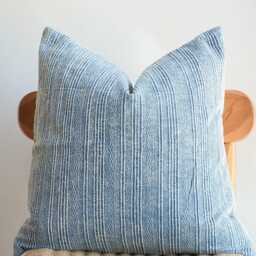 Blue Striped Pillow Cover, Coastal Throw Pillow, Minimalist Farmhouse Sofa Cushion, Neutral Scandinavian Home Decor - thumbnail 2