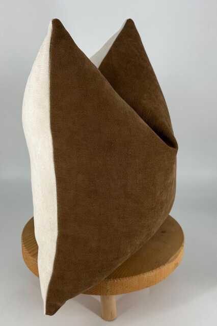Brown Beige Chenille Pillow Cover, Two-Tone Neutral Home Decor - image 1