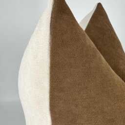 Brown Beige Chenille Pillow Cover, Two-Tone Neutral Home Decor - thumbnail 4