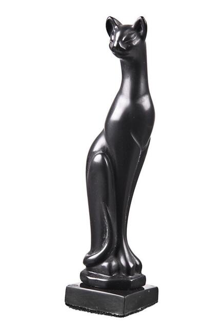 Decorative Stone Statue Figurine Standing Cat 5.2'' - 13 cm Black