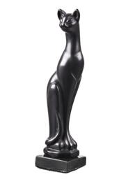 Decorative Stone Statue Figurine Standing Cat 5.2'' - 13 cm Black